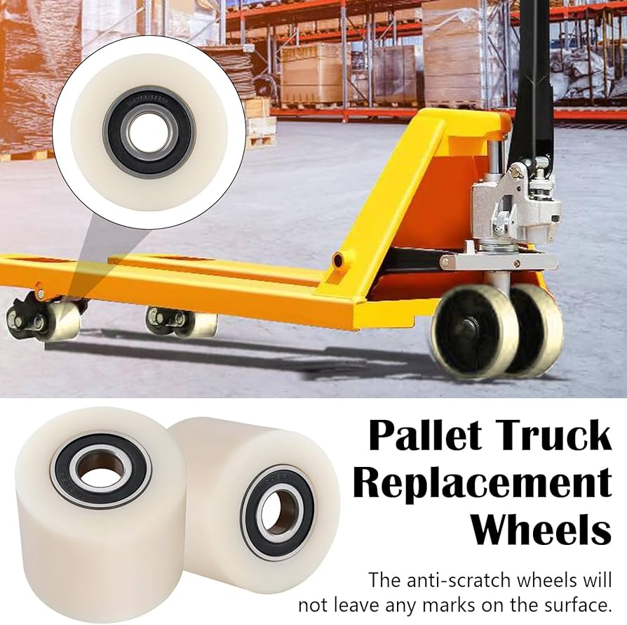 Pallet jack wheels and load rollers